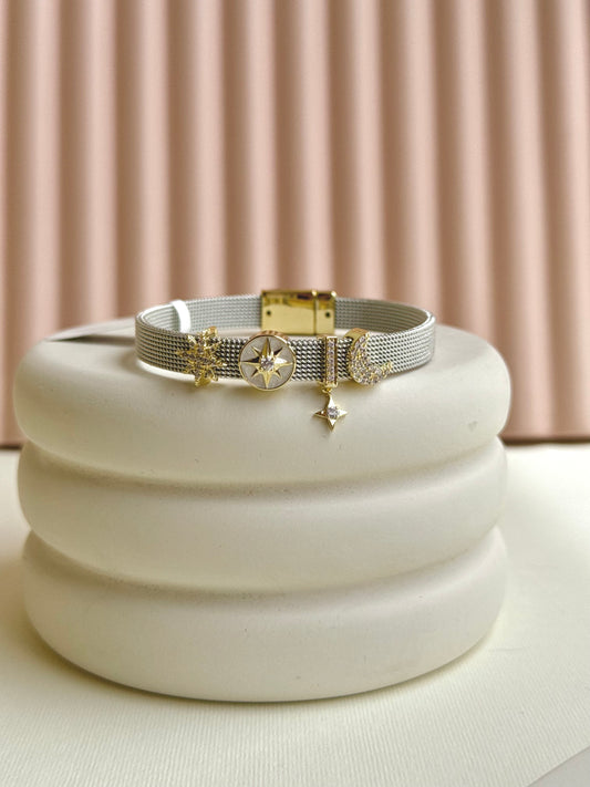 Silver Charmed Bangle