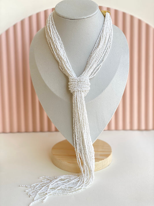 White tie Necklace